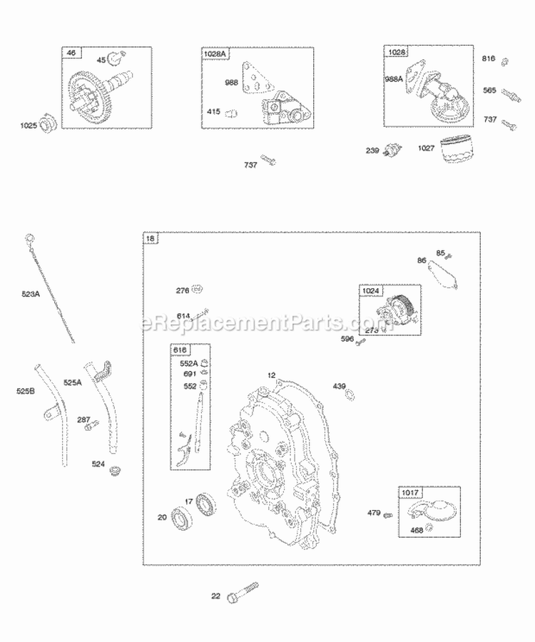 Crankcase CoverSump Diagram and Parts List for 297447-0159-G2  Briggs and Stratton Engine